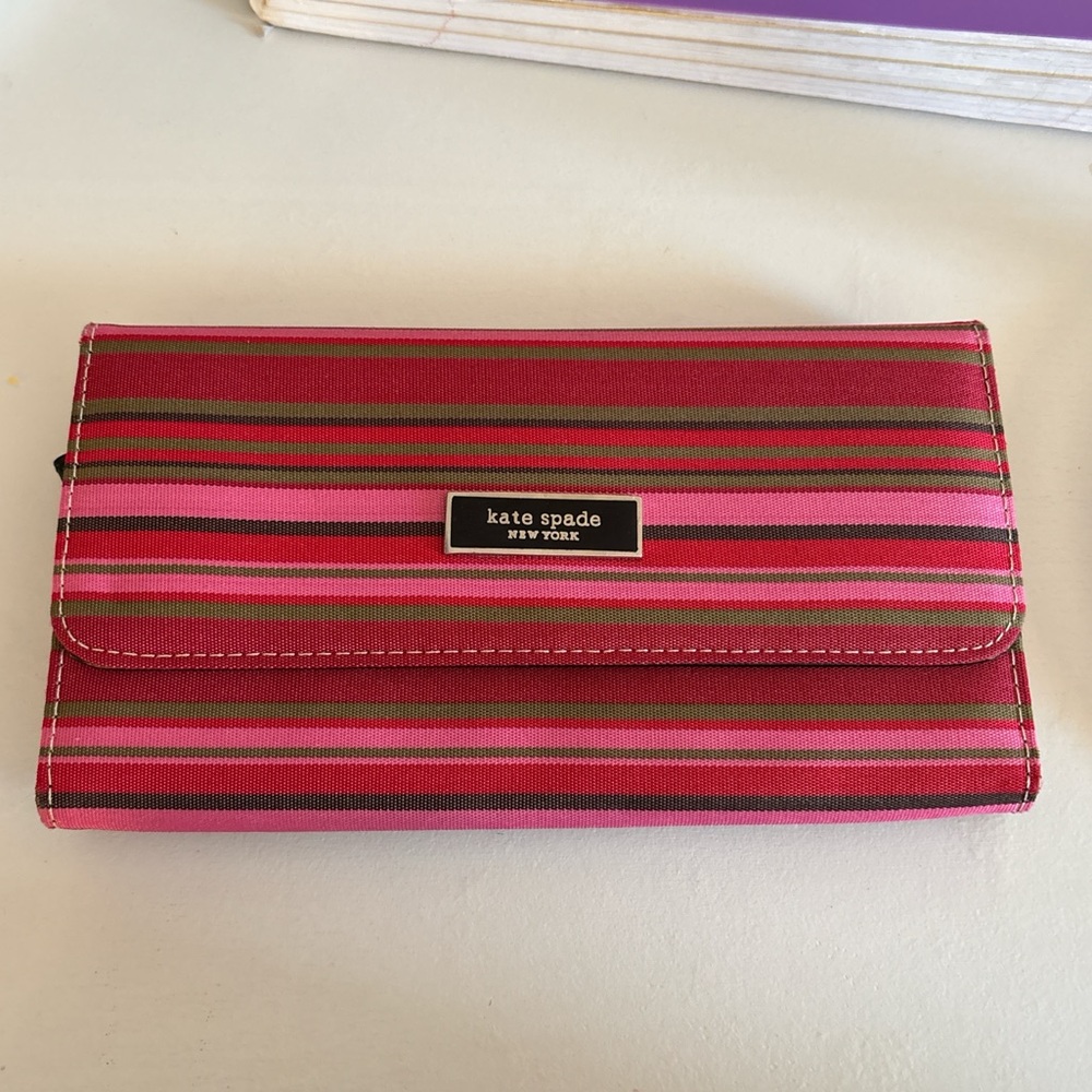 Kate Spade Red and Pink Striped Wallet